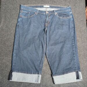 Levi's 542 Capri Jeans Womens 18W Dark Wash Blue Cuffed Stretch Denim Cropped